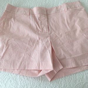 White pink J Crew seersucker shorts